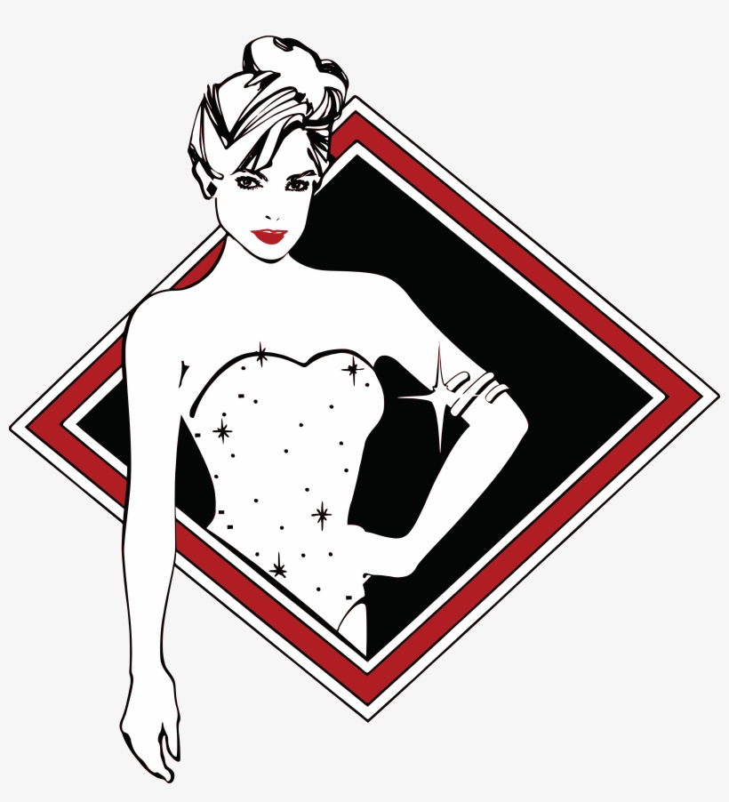 Free Clipart Of A Retro Beautiful Showgirl With A Sparkly.