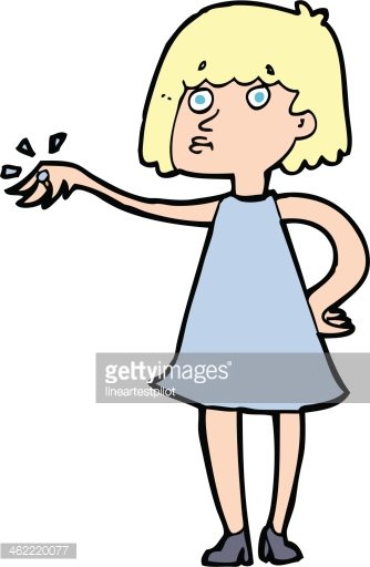 cartoon woman showing off engagement ring Clipart Image.