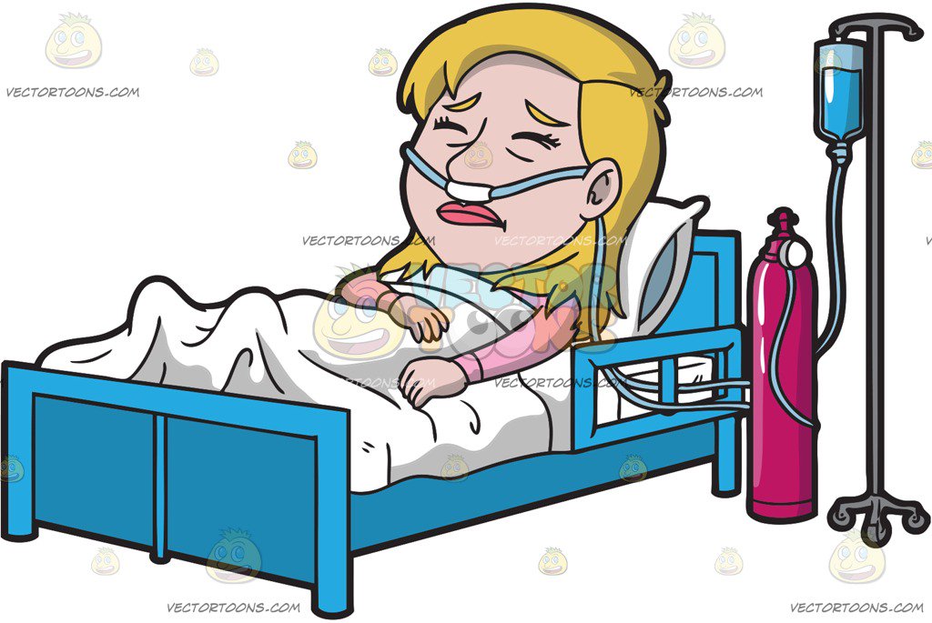 Sick Person In Hospital Bed Clipart.