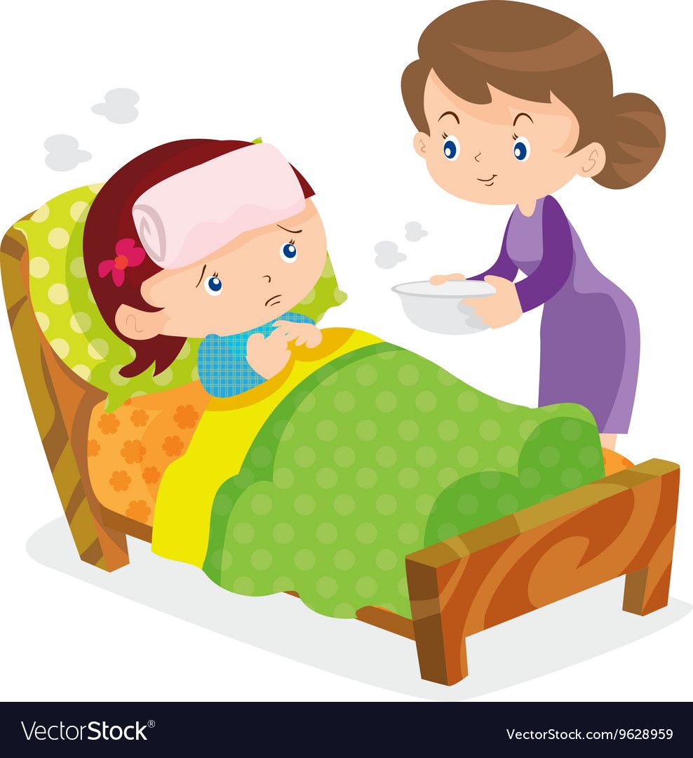 Mother take care sick girls Royalty Free Vector Image.