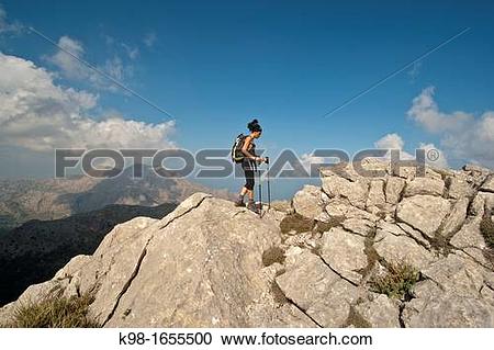 Stock Photography of walking in the Puig de Massanella, 1365.