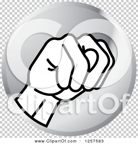 Clipart of a Silver Icon of a Sign Language Hand Gesturing Letter.