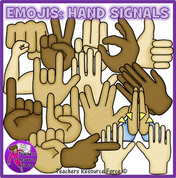 Emoticon clip art: hand signals, crayon effect clipart.