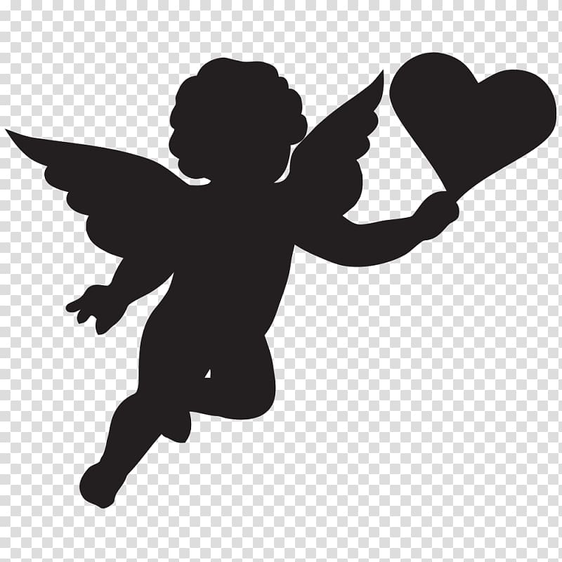 Cherub Cupid Silhouette , angel baby transparent background.