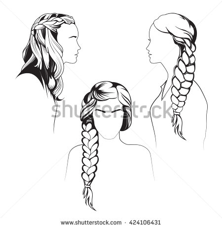 Silhouette braid black hair from back clipart 20 free 