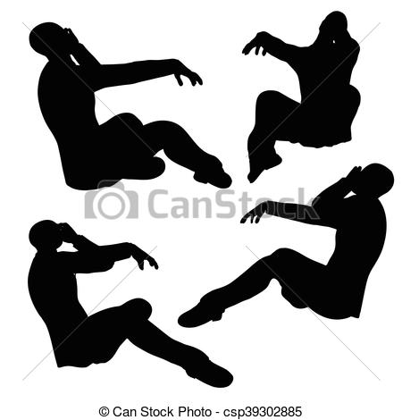Vector of man silhouette in anxious pose.