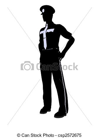 Clip Art of Male Police Officer Illustration Silhouette.