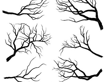 Birch Tree Clip Art, Winter Forest, Tree Branch ClipArt Outlines.
