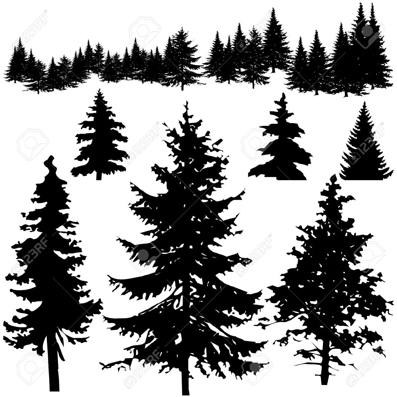 Pine tree silhouette clipart.