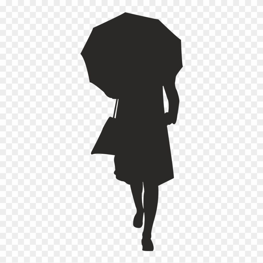 Girl Holding Umbrella Silhouette Free Vector Silhouettes.