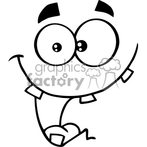 10904 Royalty Free RF Clipart Black And White Crazy Cartoon Funny Face With  Smiling Expression Vector Illustration clipart. Royalty.