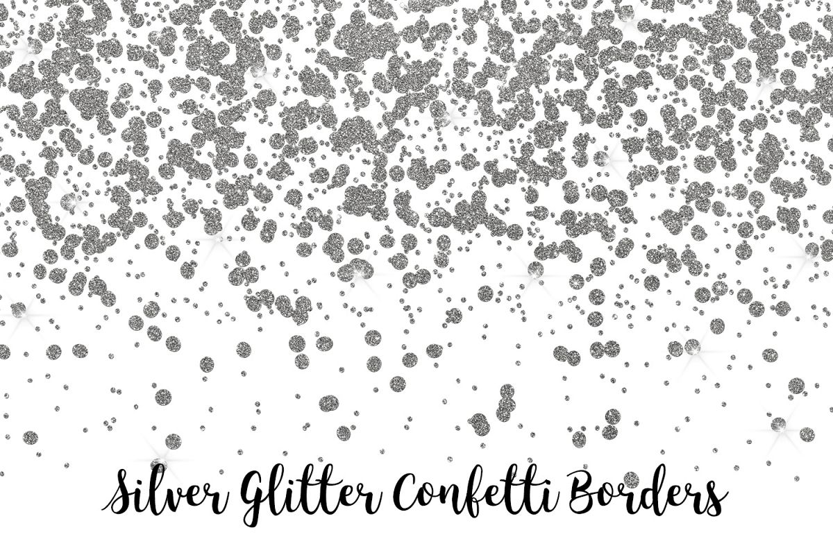 Silver Glitter Confetti Borders.