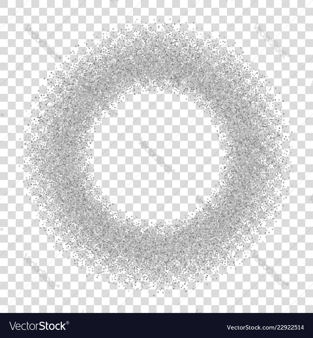 Silver circle glitter frame confetti dots round vector image.