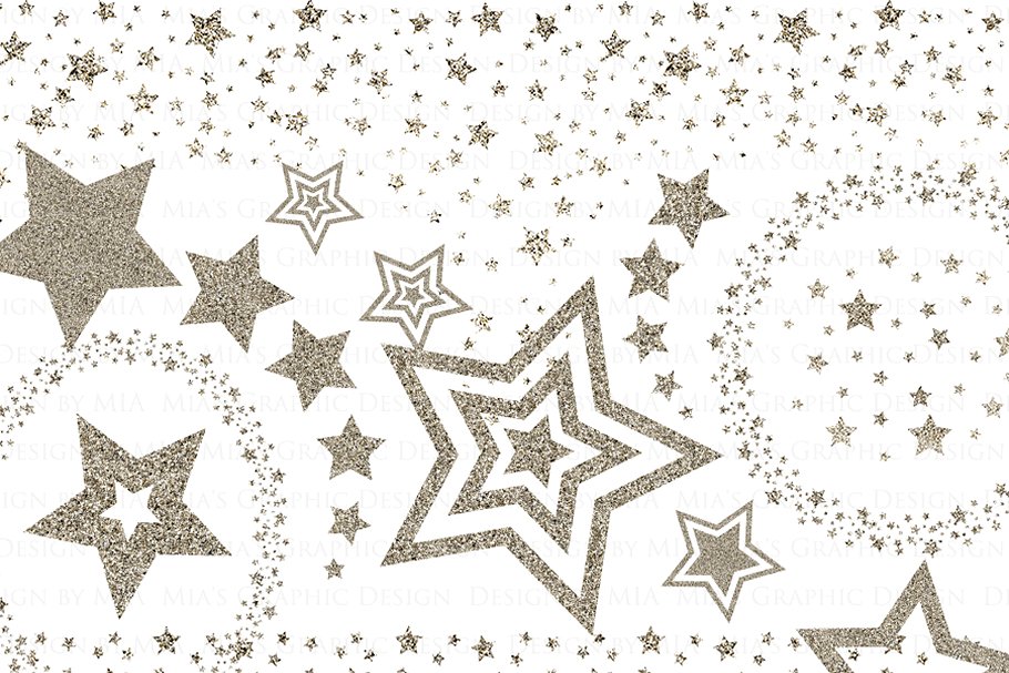 Silver Glitter Stars Clip Art ~ Illustrations ~ Creative Market.