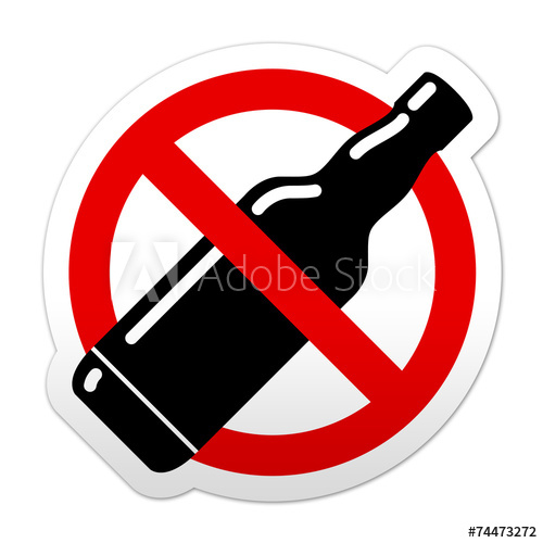 Pegatina simbolo prohibido alcohol.
