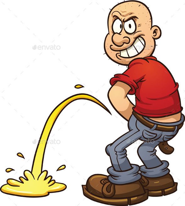 Mischievous man peeing, Vector clip art illustration with.