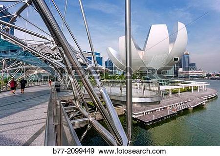 Stock Photograph of Singapore, view of Marina Bay and the Art.