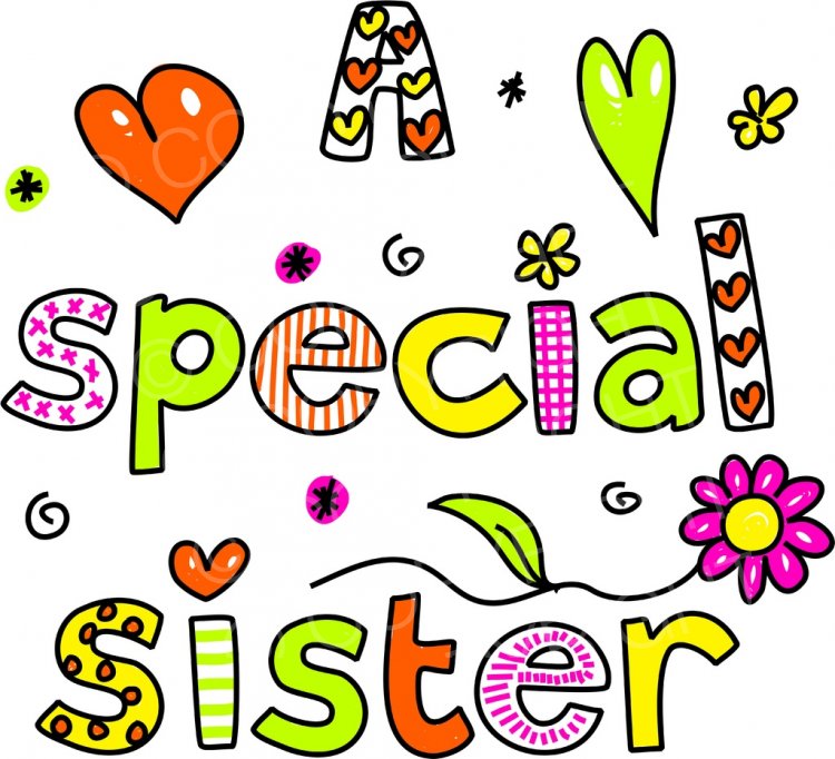 A Special Sister Decorative Doodle Cartoon Text Clipart.