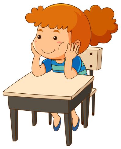 Girl sitting at the desk.