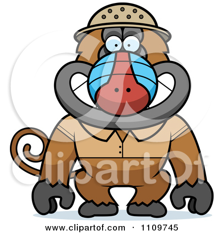 Clipart Baboon Monkey In A Shirt And Tie.