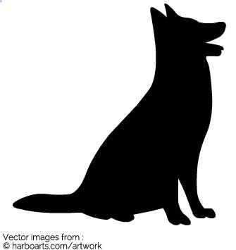 Sitting Dog Silhouette Vector.