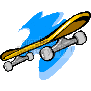 A Yellow Skateboard with Silver Trucks and Wheels clipart. Royalty.
