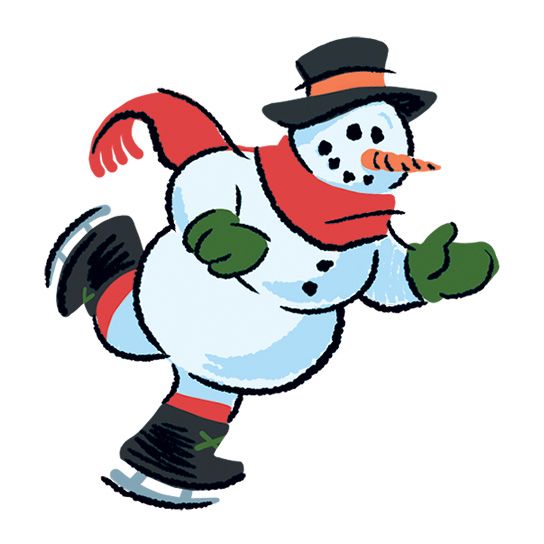 Skating Snowman Temporary Tattoo.