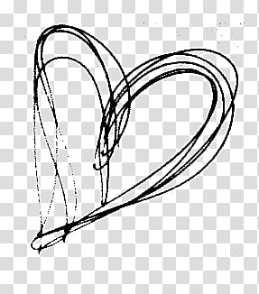 Black and white heart sketch transparent background PNG.