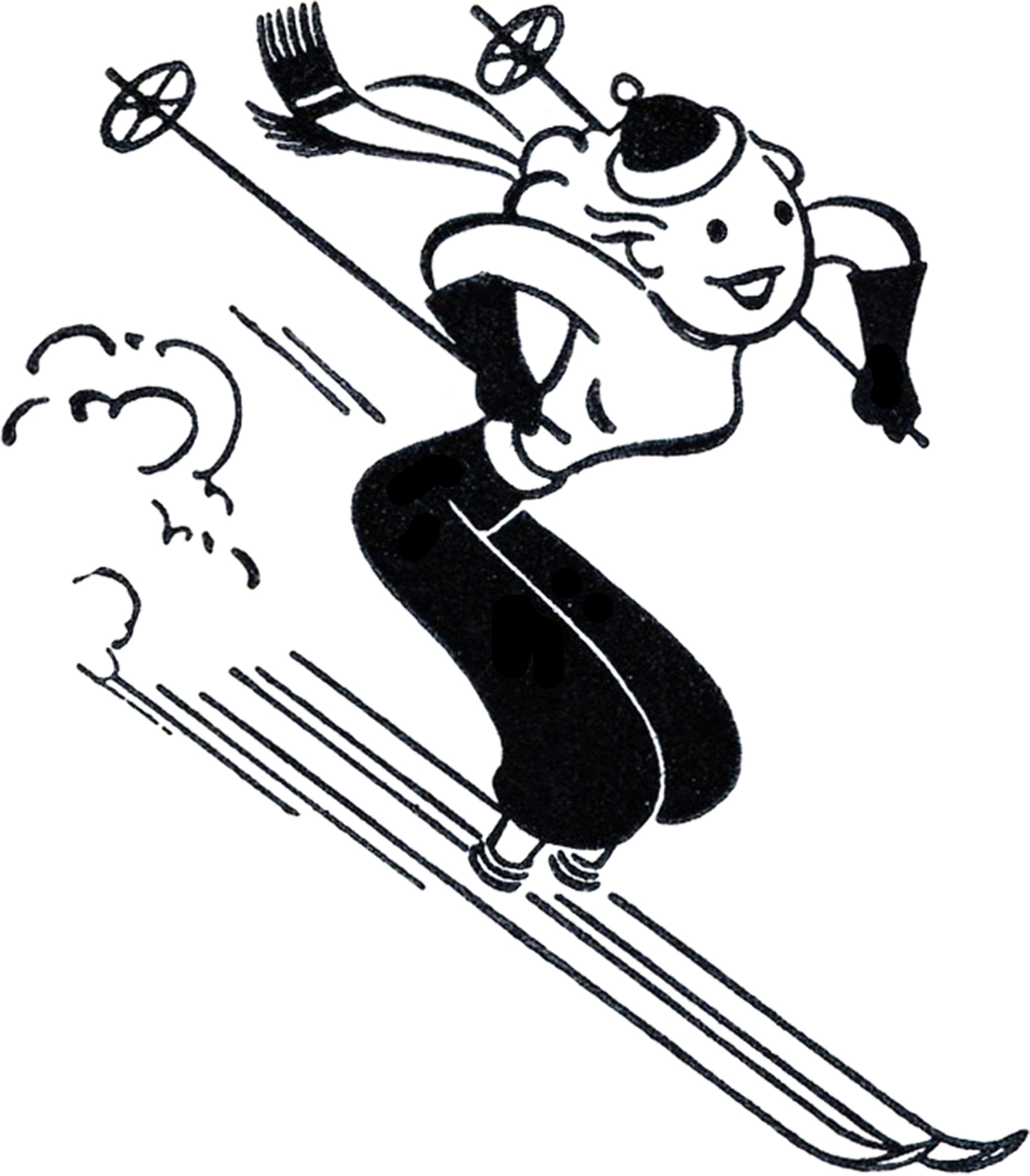 Funny Retro Skiing Clipart.