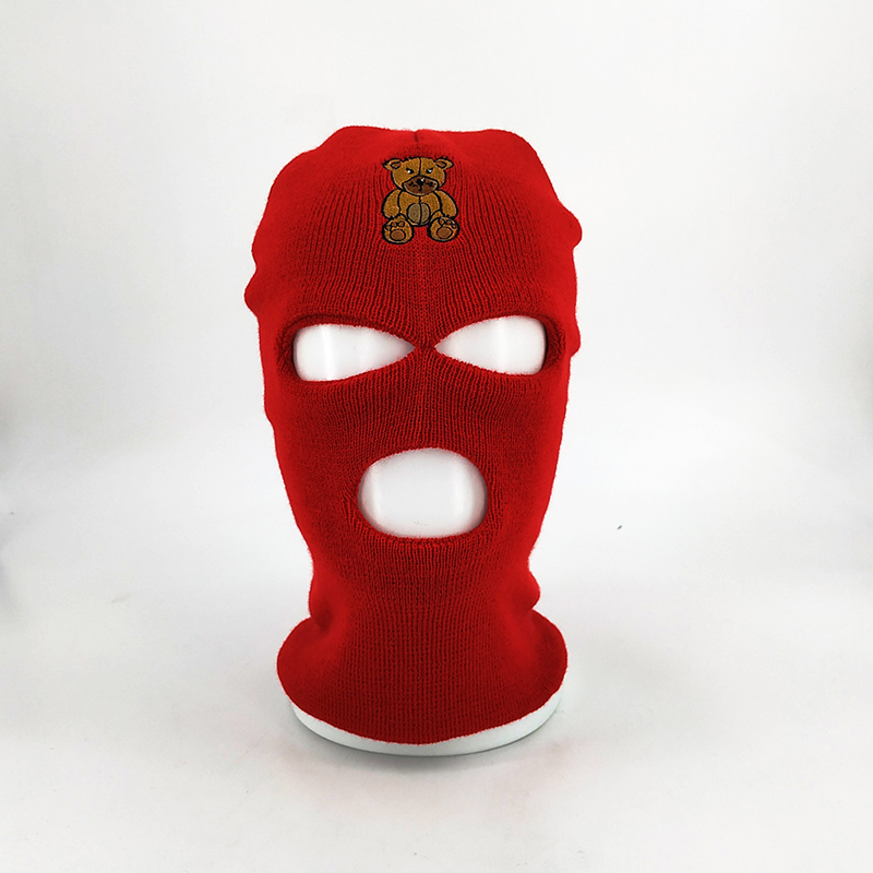 Custom Knitted Ski Mask With Embroidery Logo, 3 Hole Winter.