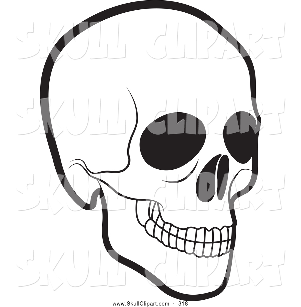 Vector Clip Art of a Scary Black and White Human Skull by.