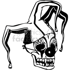 jester skull head clipart. Royalty.