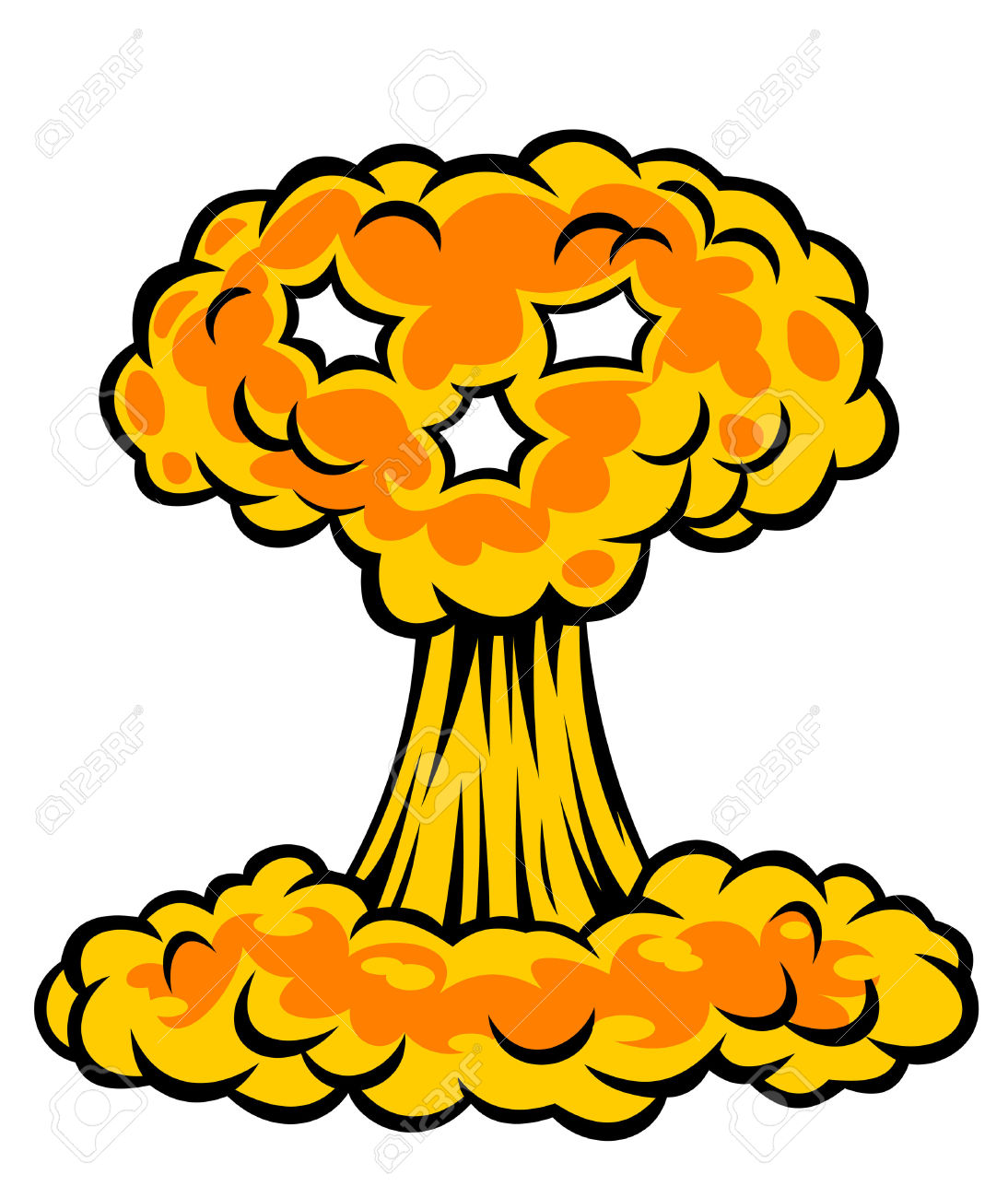 Nuclear Explosion With Skull Cloud. Vector Illustration Royalty.