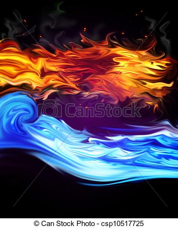 Clip Art of Fire and Water.