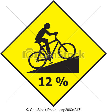 Vector Clip Art of Bicycle Traffic Sign Show Uphill Sl.