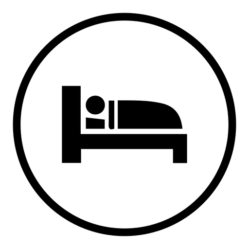 Bed sleep round icon.