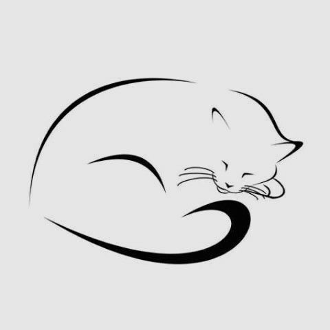 A sleeping cat\'s silhouette.