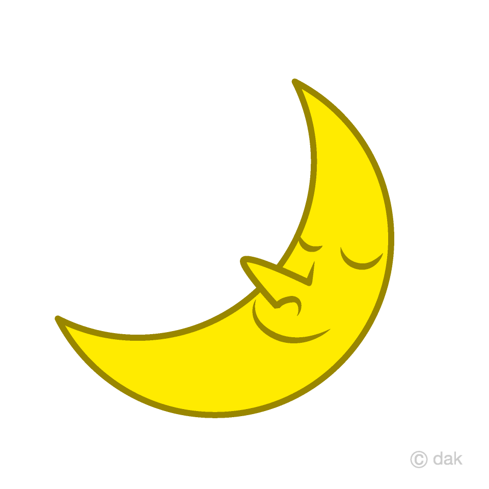 Sleeping Crescent Moon Clipart Free Picture｜Illustoon.