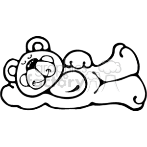Black and white sleeping teddy bear clipart. Royalty.