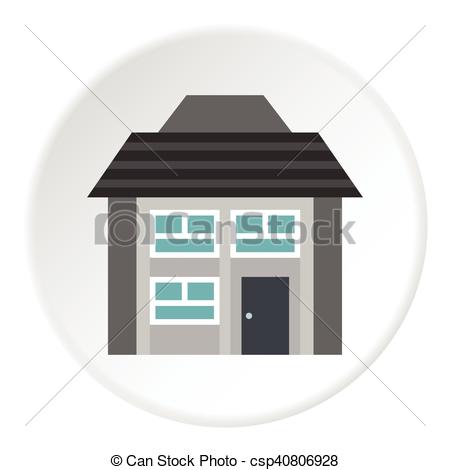 Vector Illustration of Two storey house with sloping roof icon.
