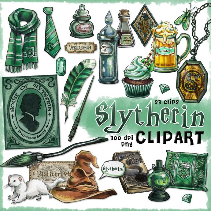 Slytherin clipart, Harry Potter clipart, Harry potter party.
