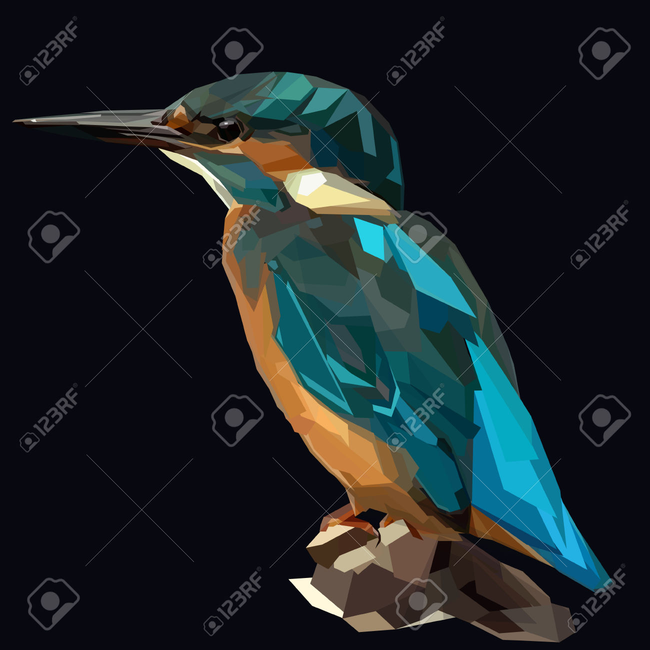 Small Blue Kingfisher Bird On Dark Background Royalty Free.