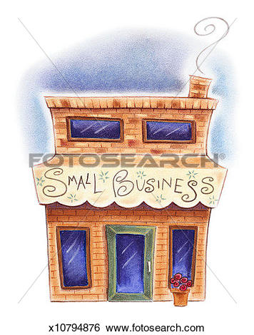 Stock Illustration of Brick building with Small Business written.