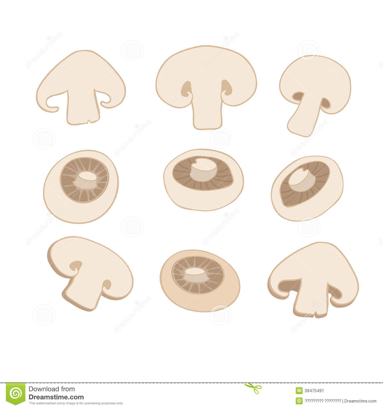 Sliced mushroom clipart.