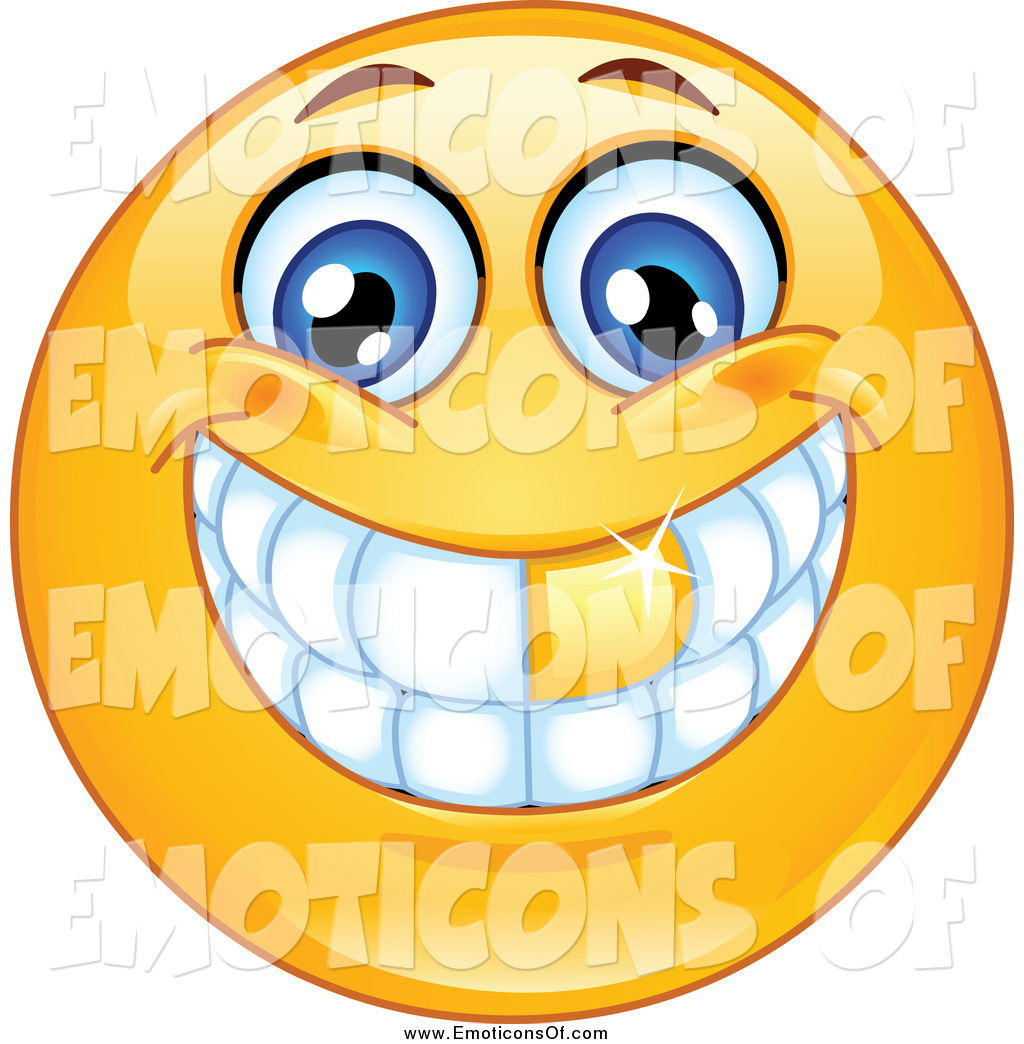 Clip Art Vector of a Grinning Emoticon with a Gold Tooth by.