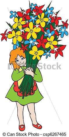 Smiling Girl Flower Clipart.