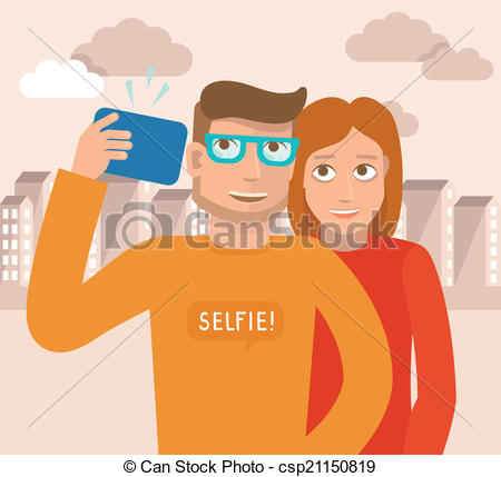 Vector Clip Art of Vector smiling man and woman.