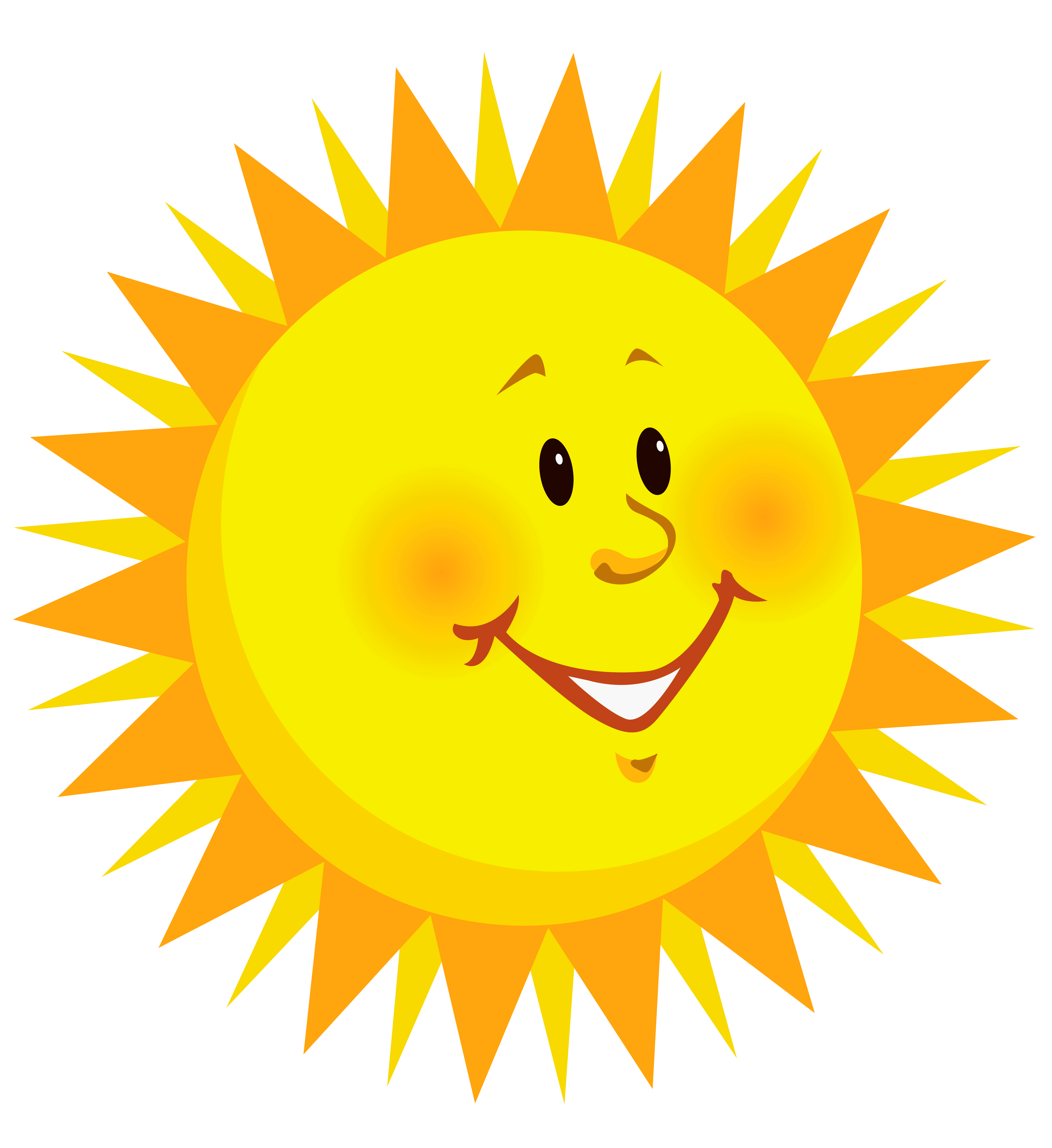 Transparent Smiling Sun PNG Clipart Picture.