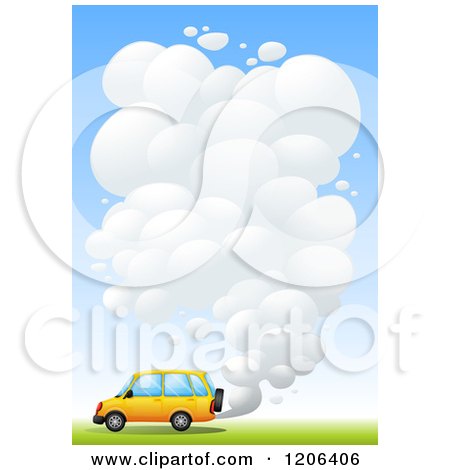 Cartoon of a Car with Exhaust Smog.