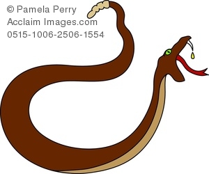 Clip Art Image of a Cartoon Rattlesnake With Dripping Fangs.